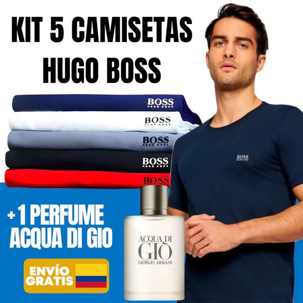 KIT 5 CAMISETAS HUGO BOSS + PERFUME ACQUA DIO GIO